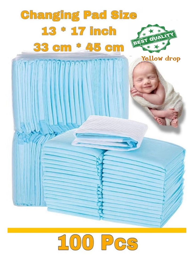 100 Pcs Small Disposable Changing Pad Leak-Proof Underpad Bed Table Protector Mat, Soft Non-Woven Fabric, 33x45cm - Image 1